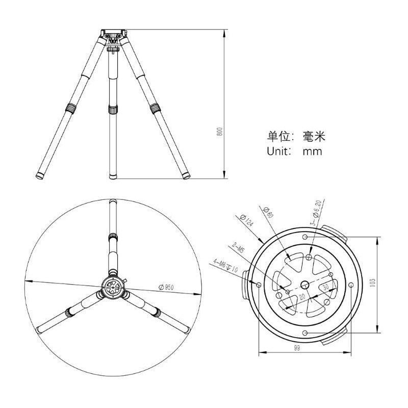 ZWO TC40 – Trípode de fibra de carbono para monturas astronómicas