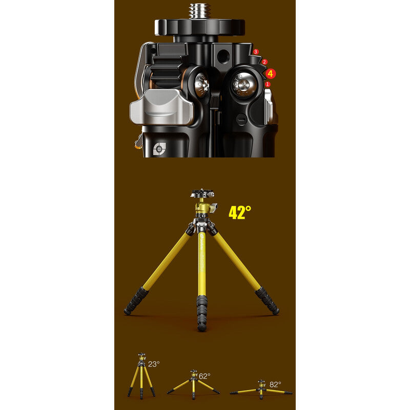 Leofoto LY-224C Mr.Y + Ballhead LH-25R Black – Trípode de carbono ultracompacto para telescopios inteligentes y fotografía de viaje