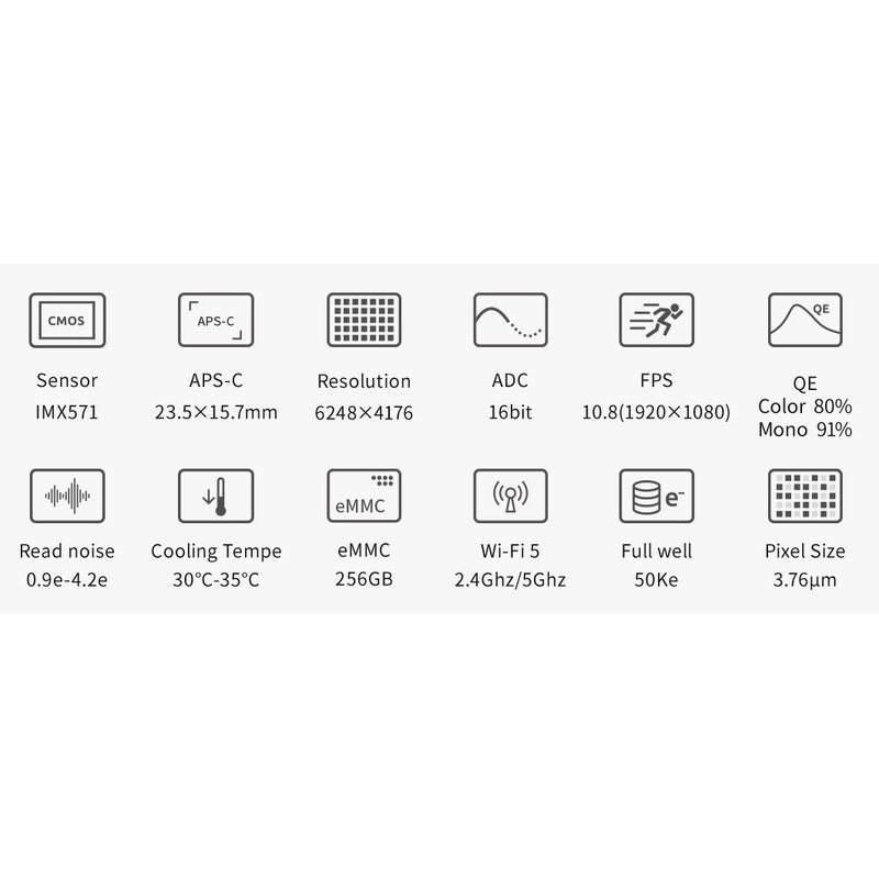 ZWO ASI 2600MM Air Mono – Cámara astronómica refrigerada monocroma profesional