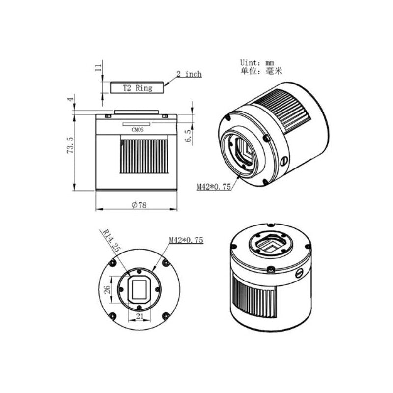 ZWO ASI 294MM Pro Mono • Cámara Astronómica CMOS Monocroma Refrigerada