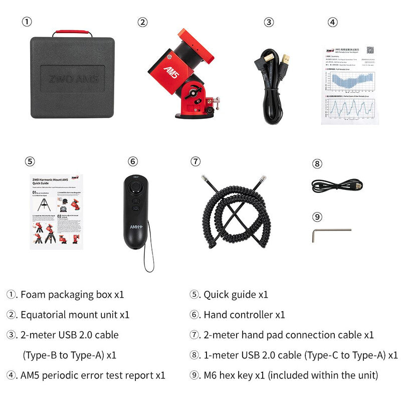 ZWO Mount AM5N Harmonic Equatorial + Trípode TC40 – Montura ultra portátil para astrofotografía avanzada